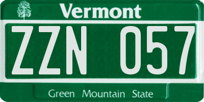 VT license plate ZZN057