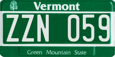 VT license plate ZZN059