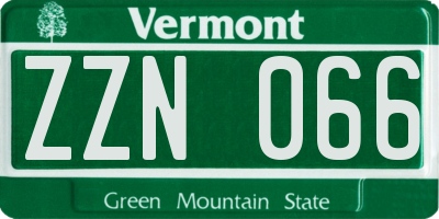 VT license plate ZZN066