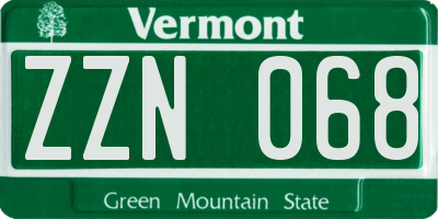 VT license plate ZZN068