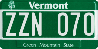 VT license plate ZZN070