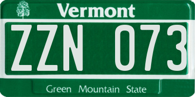 VT license plate ZZN073