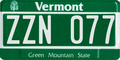 VT license plate ZZN077