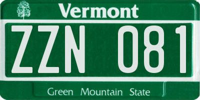 VT license plate ZZN081