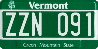 VT license plate ZZN091