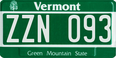 VT license plate ZZN093