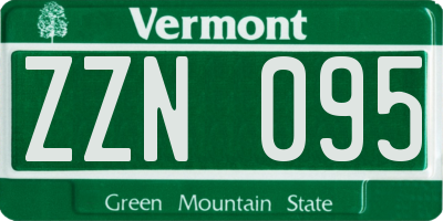 VT license plate ZZN095