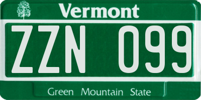 VT license plate ZZN099