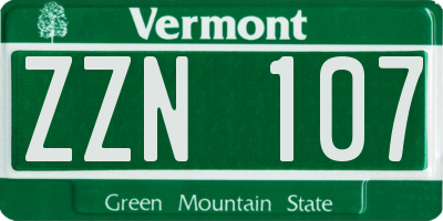 VT license plate ZZN107