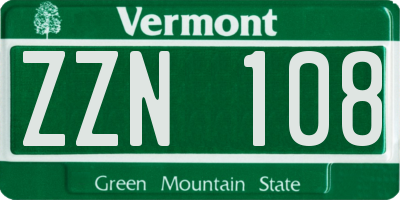 VT license plate ZZN108