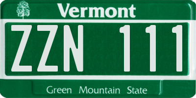 VT license plate ZZN111