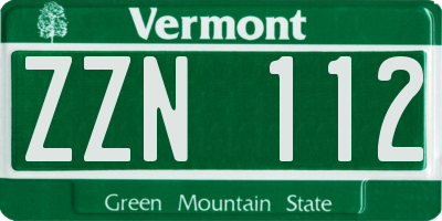 VT license plate ZZN112