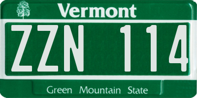 VT license plate ZZN114