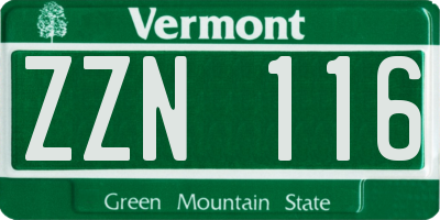 VT license plate ZZN116