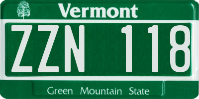 VT license plate ZZN118