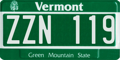 VT license plate ZZN119