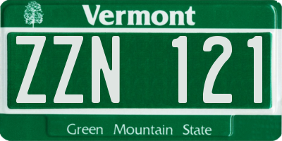 VT license plate ZZN121