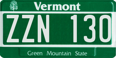 VT license plate ZZN130