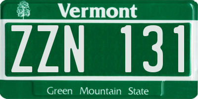 VT license plate ZZN131