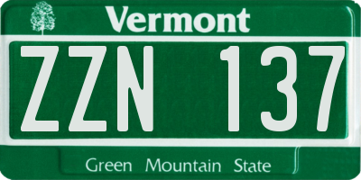 VT license plate ZZN137