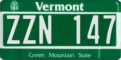 VT license plate ZZN147
