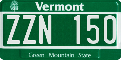 VT license plate ZZN150