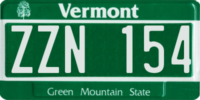 VT license plate ZZN154