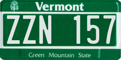 VT license plate ZZN157