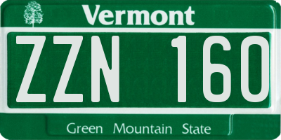 VT license plate ZZN160