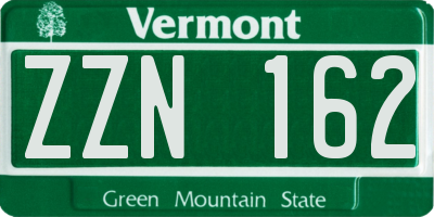 VT license plate ZZN162