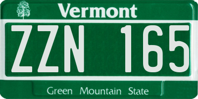 VT license plate ZZN165