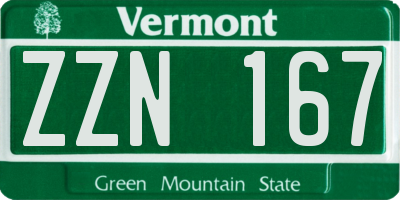 VT license plate ZZN167