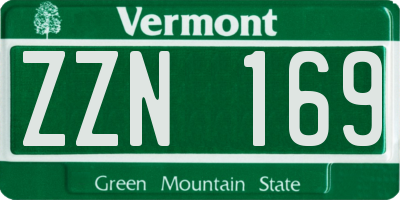 VT license plate ZZN169