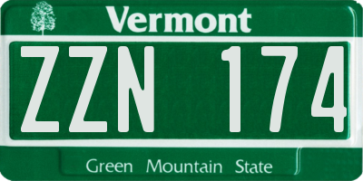 VT license plate ZZN174