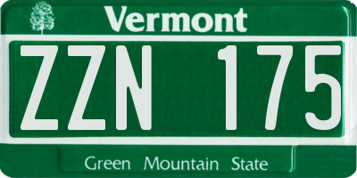 VT license plate ZZN175