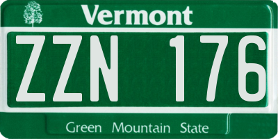 VT license plate ZZN176