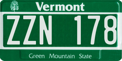VT license plate ZZN178