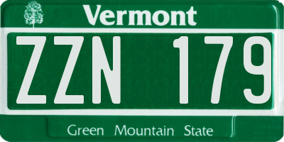 VT license plate ZZN179