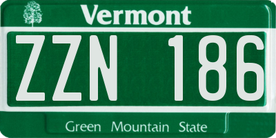 VT license plate ZZN186