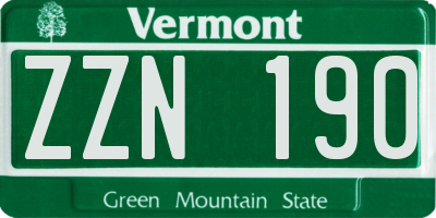 VT license plate ZZN190