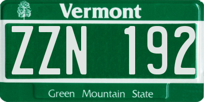 VT license plate ZZN192