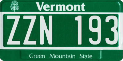 VT license plate ZZN193