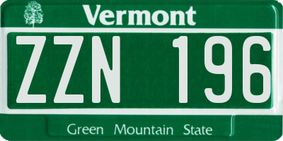 VT license plate ZZN196