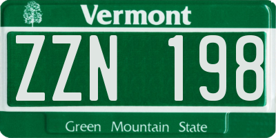 VT license plate ZZN198