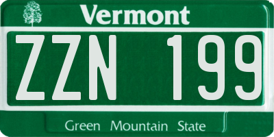 VT license plate ZZN199