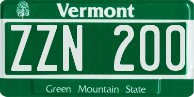VT license plate ZZN200