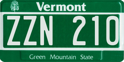 VT license plate ZZN210