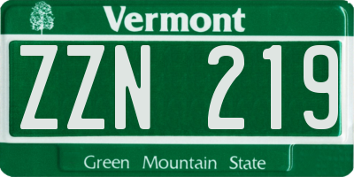 VT license plate ZZN219