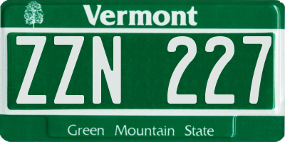 VT license plate ZZN227