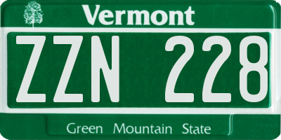VT license plate ZZN228